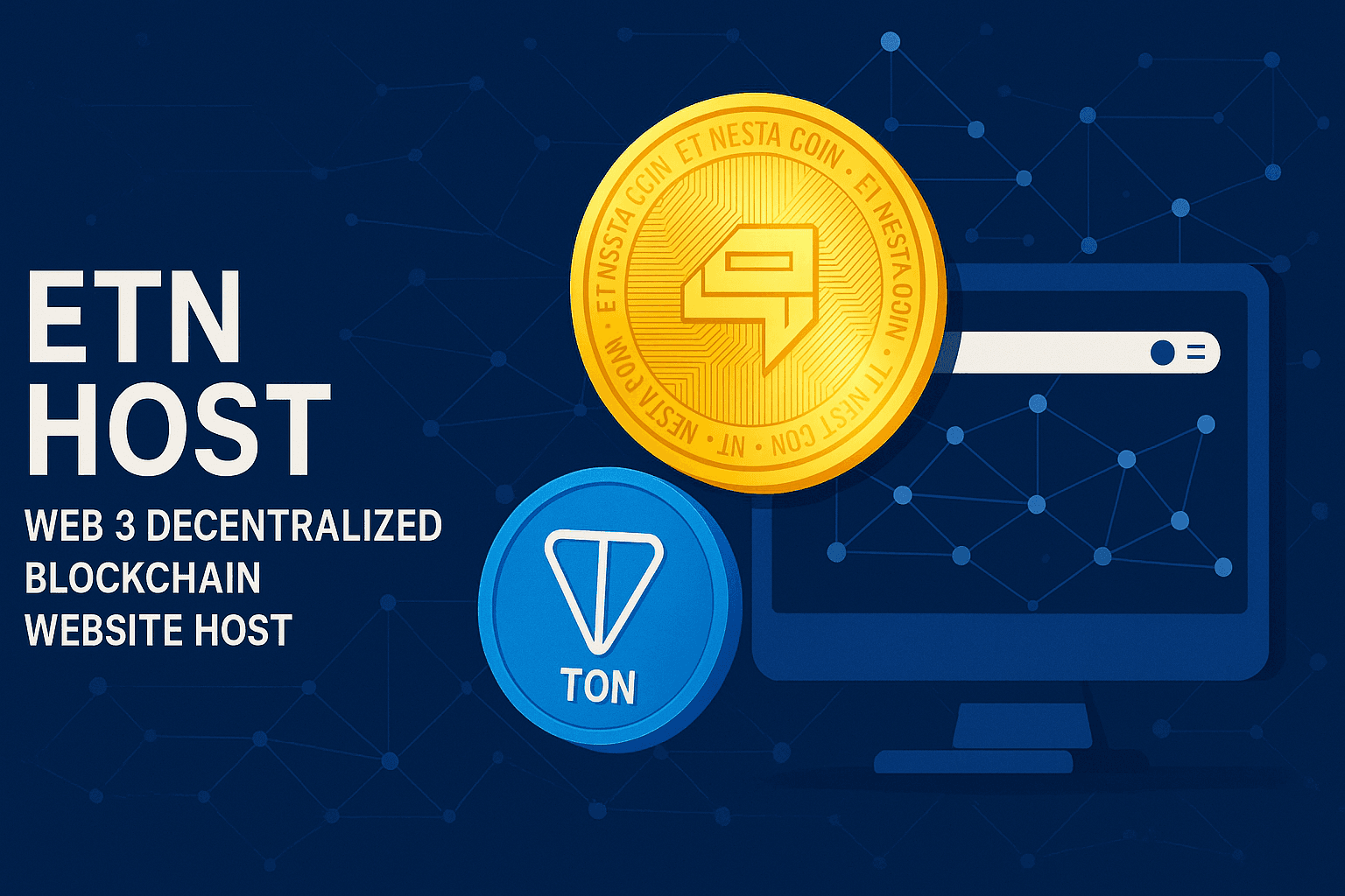 ETN Host Banner showing ETN Coin, TON logo, and a desktop monitor